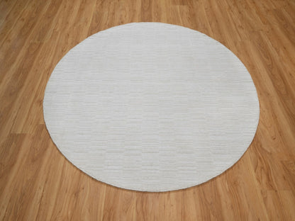 Modern / Contemporary hand-knotted polyester rug in Ivory, 6' x 6' — SKU O092223 (view 2)