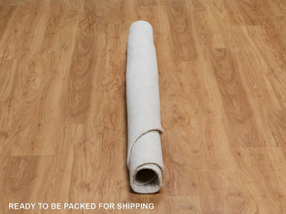 Modern / Contemporary hand-knotted polyester rug in Ivory, 6' x 6' — SKU O092223 (view 6)