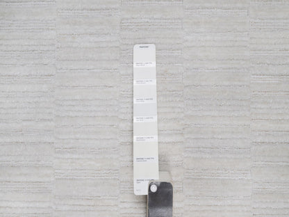 Ivory 2'6" x 11'11" Modern and Contemporary Handloom Polyester Rug - Sku: O092224