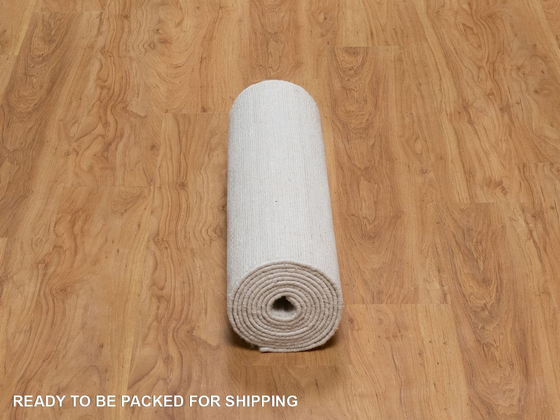 Modern / Contemporary hand-knotted polyester runner in Ivory, 2'6" x 11'11" — SKU O092224 (view 6)