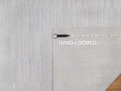 Modern / Contemporary hand-knotted polyester runner in Ivory, 2'6" x 11'11" — SKU O092224 (view 8)