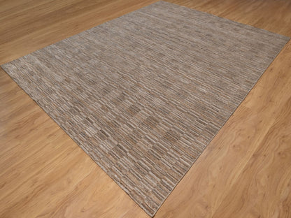 Modern / Contemporary hand-knotted polyester rug in Brown, 9'1" x 12' — SKU O092230 (view 3)