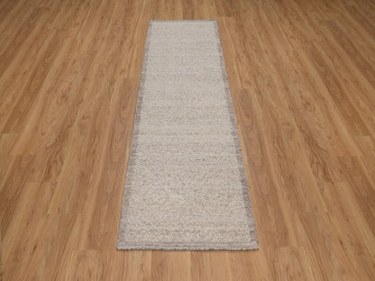 Brown 2'5" x 8'2" Modern and Contemporary Hand knotted Wool Rug - Sku: O092234