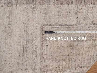 Brown 2'5" x 8'2" Modern and Contemporary Hand knotted Wool Rug - Sku: O092234
