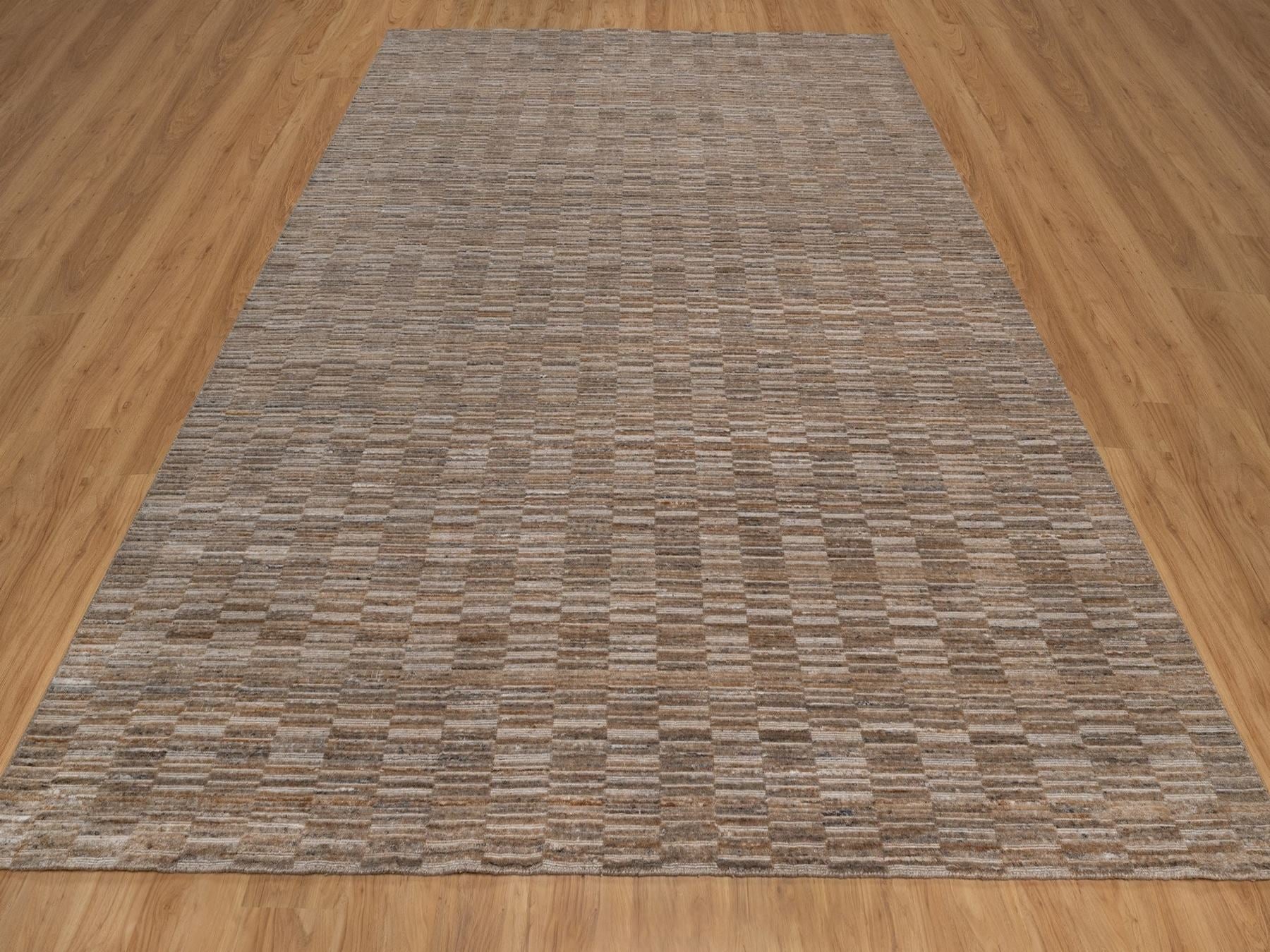 Brown 9'1" x 12'0" Modern and Contemporary Handloom Polyester Rug - Sku: O092238