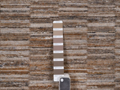 Modern / Contemporary hand-knotted polyester rug in Brown, 8' x 8' — SKU O092240 (view 7)
