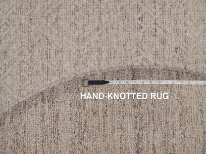 Brown 5'10" x 5'10" Modern and Contemporary Hand knotted Wool Rug - Sku: O092245