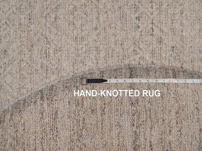 Brown 5'11" x 5'11" Modern and Contemporary Hand knotted Wool Rug - Sku: O092246
