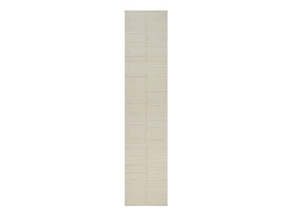 Modern / Contemporary hand-knotted wool runner in Ivory, 2'7" x 11'11" — SKU O092247