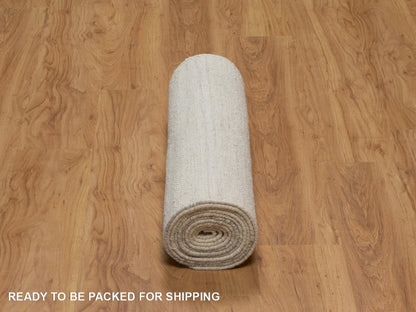 Modern / Contemporary hand-knotted wool runner in Ivory, 2'7" x 11'11" — SKU O092247 (view 6)