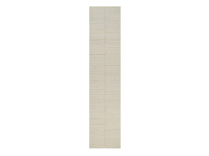 Modern / Contemporary hand-knotted wool runner in Ivory, 2'6" x 12' — SKU O092248