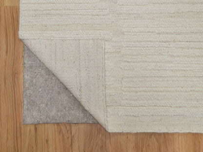 Modern / Contemporary hand-knotted wool runner in Ivory, 2'6" x 12' — SKU O092248 (view 3)
