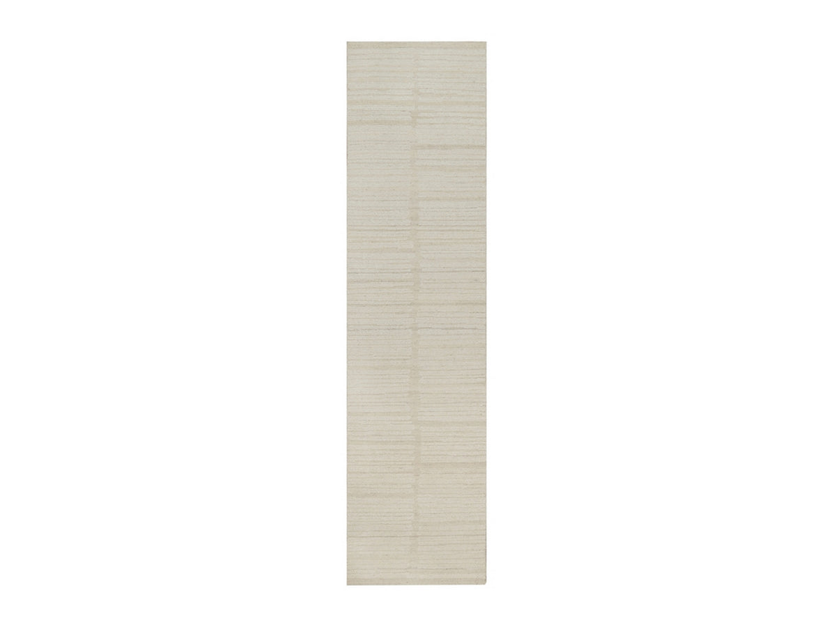 Modern / Contemporary hand-knotted wool runner in Ivory, 2'6" x 10'3" — SKU O092249