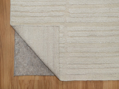 Modern / Contemporary hand-knotted wool runner in Ivory, 2'6" x 10'3" — SKU O092249 (view 3)