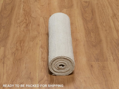 Modern / Contemporary hand-knotted wool runner in Ivory, 2'6" x 10'3" — SKU O092249 (view 6)