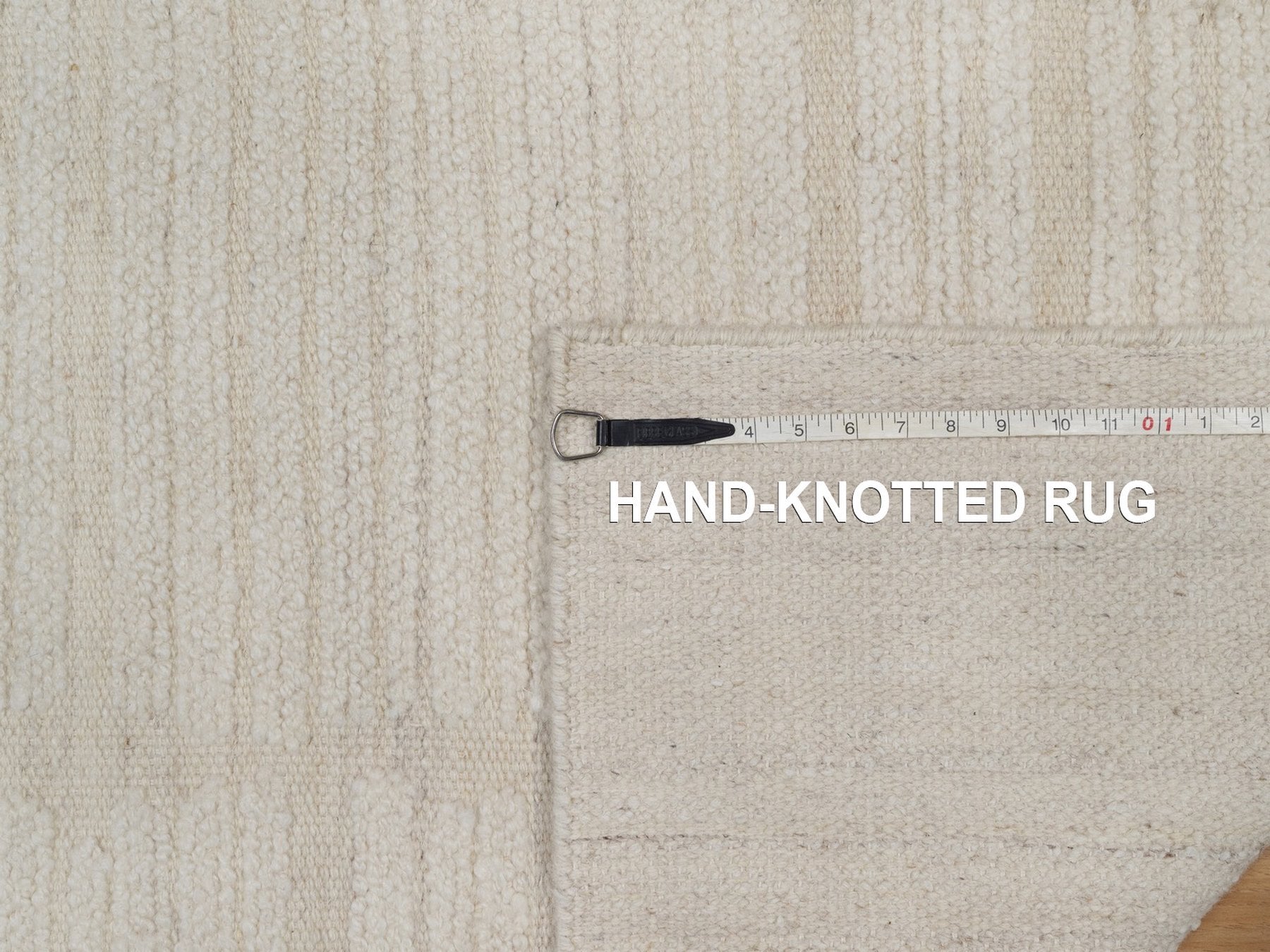 Modern / Contemporary hand-knotted wool runner in Ivory, 2'6" x 10'2" — SKU O092250 (view 8)