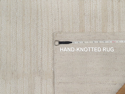 Modern / Contemporary hand-knotted wool runner in Ivory, 2'6" x 10'2" — SKU O092250 (view 8)