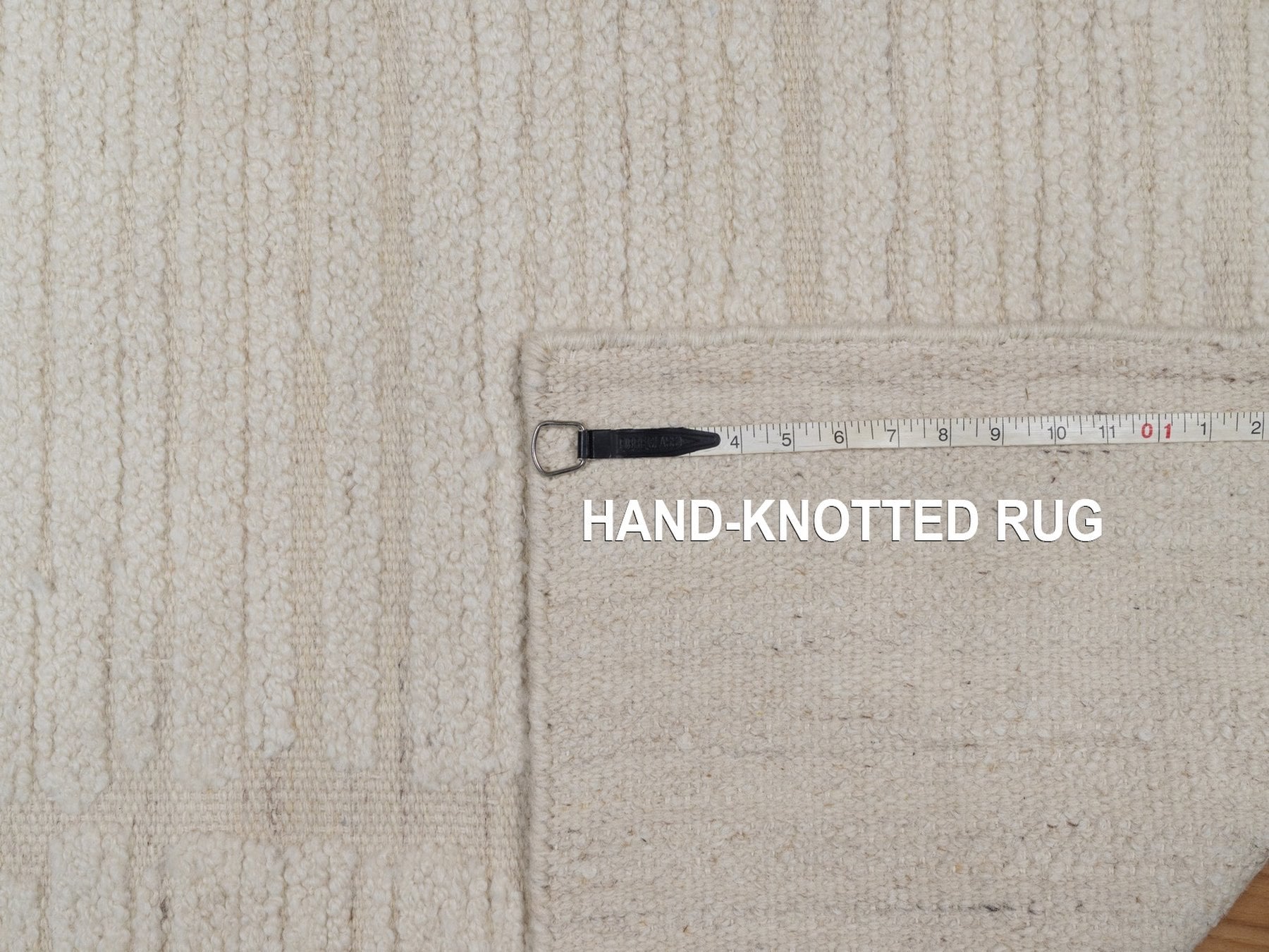 Modern / Contemporary hand-knotted wool runner in Ivory, 2'6" x 8' — SKU O092251 (view 8)