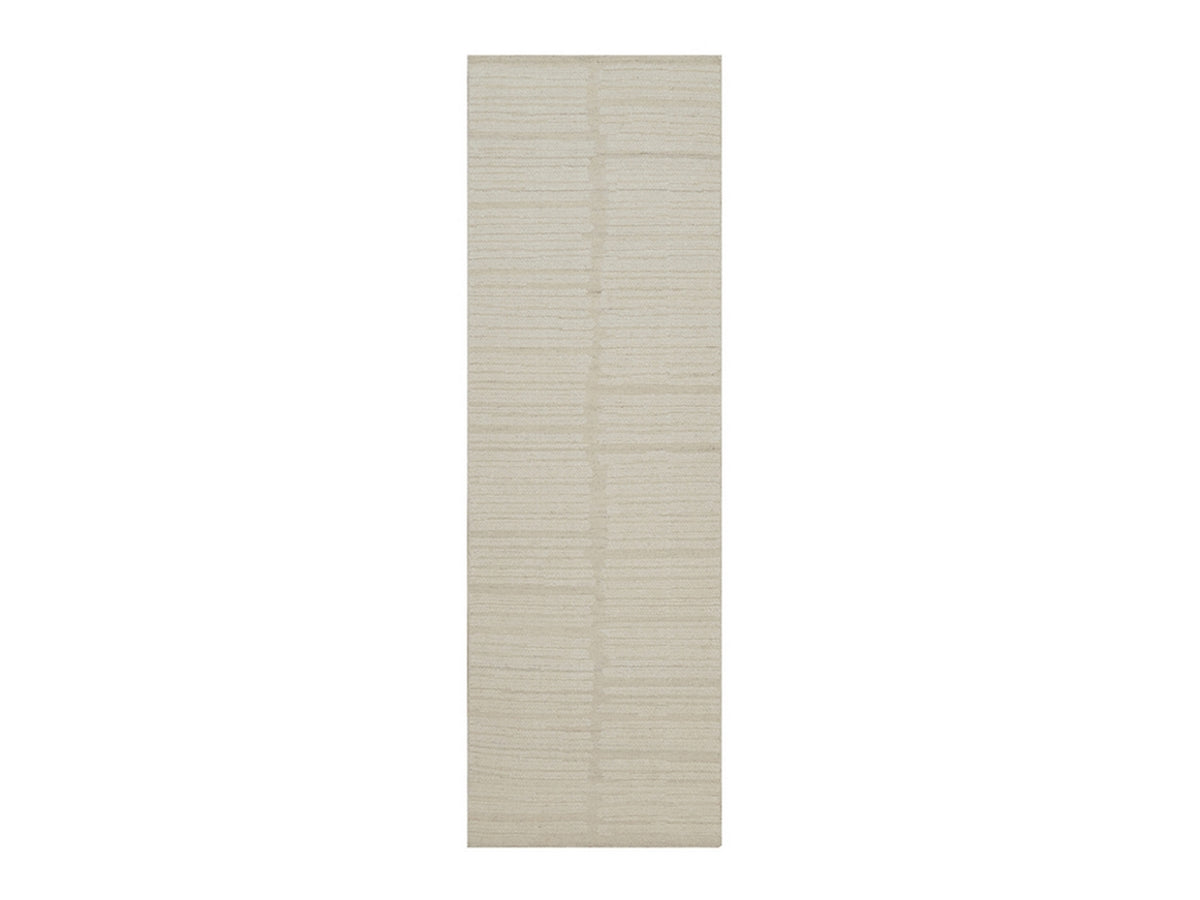Modern / Contemporary hand-knotted wool runner in Ivory, 2'6" x 8' — SKU O092252