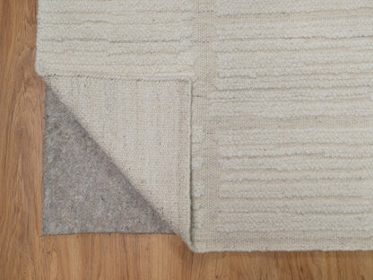 Modern / Contemporary hand-knotted wool runner in Ivory, 2'6" x 8' — SKU O092252 (view 3)