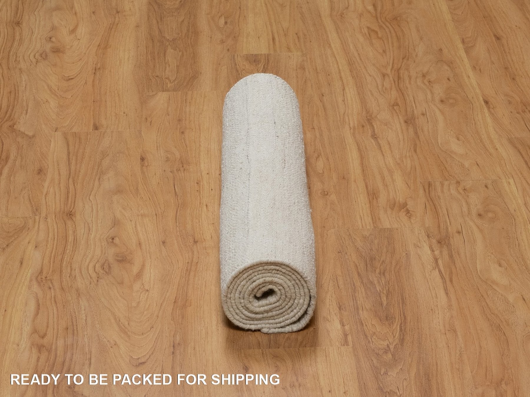 Modern / Contemporary hand-knotted wool runner in Ivory, 2'6" x 8' — SKU O092252 (view 6)