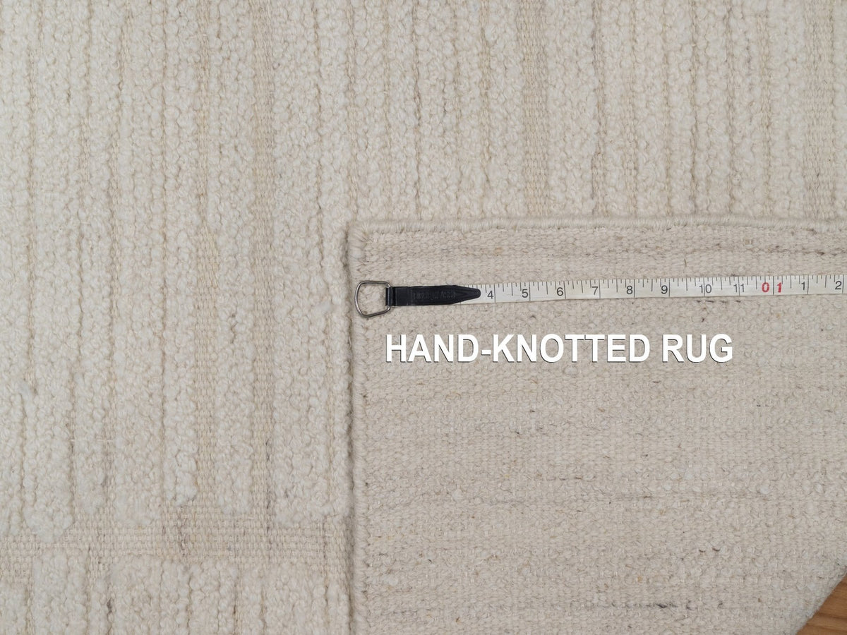 Modern / Contemporary hand-knotted wool runner in Ivory, 2'6" x 8' — SKU O092252 (view 8)