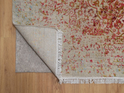 Modern / Contemporary hand-knotted wool/silk rug in Pink, 5' x 6'11" — SKU O092253 (view 3)