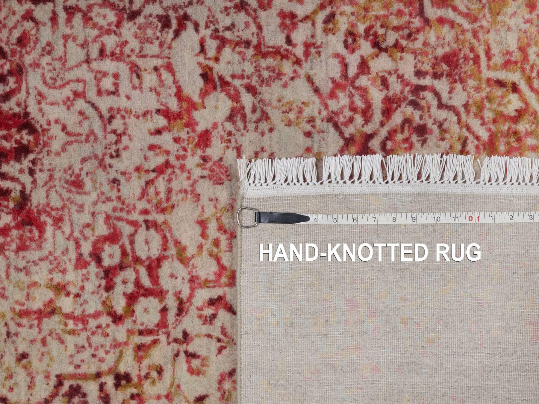 Modern / Contemporary hand-knotted wool/silk rug in Pink, 5' x 6'11" — SKU O092253 (view 8)