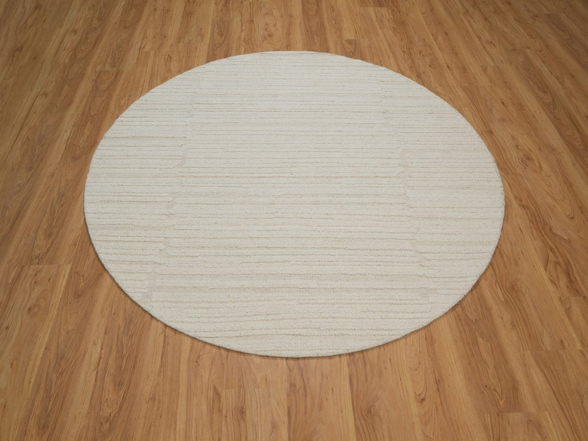 Modern / Contemporary hand-knotted wool rug in Ivory, 6' x 6' — SKU O092258 (view 2)