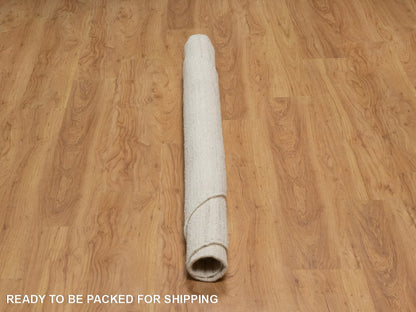Modern / Contemporary hand-knotted wool rug in Ivory, 6' x 6' — SKU O092258 (view 6)