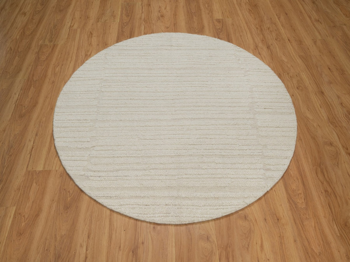 Modern / Contemporary hand-knotted wool rug in Ivory, 5' x 5' — SKU O092259 (view 2)