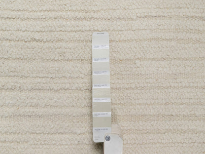 Modern / Contemporary hand-knotted wool rug in Ivory, 5' x 5' — SKU O092259 (view 4)