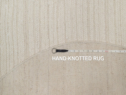 Modern / Contemporary hand-knotted wool rug in Ivory, 5' x 5' — SKU O092259 (view 8)