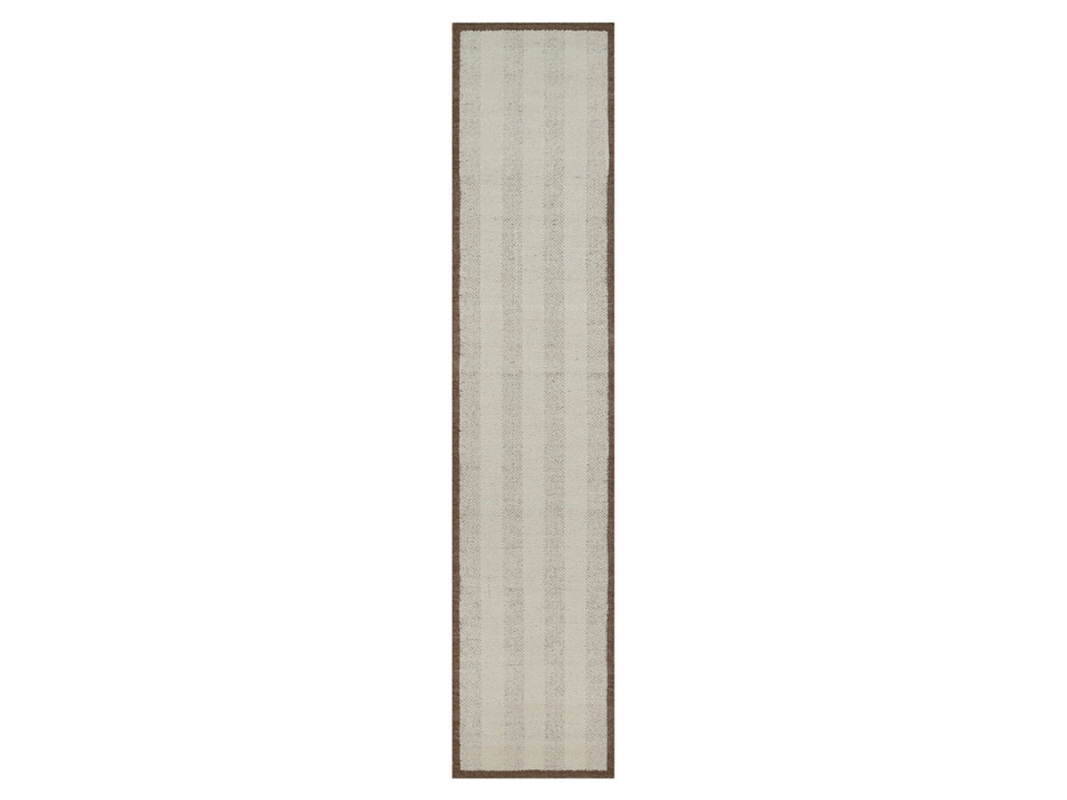 Modern / Contemporary hand-knotted wool runner in Ivory & Chocolate Brown, 2'6" x 11'11" — SKU O092260