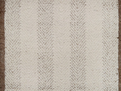 Modern / Contemporary hand-knotted wool runner in Ivory & Chocolate Brown, 2'6" x 11'11" — SKU O092260 (view 5)