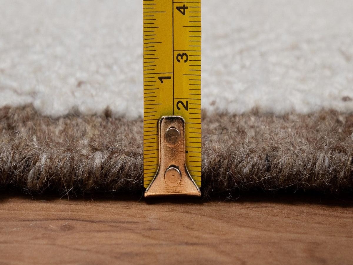 Modern / Contemporary hand-knotted wool runner in Ivory & Chocolate Brown, 2'6" x 11'11" — SKU O092260 (view 7)