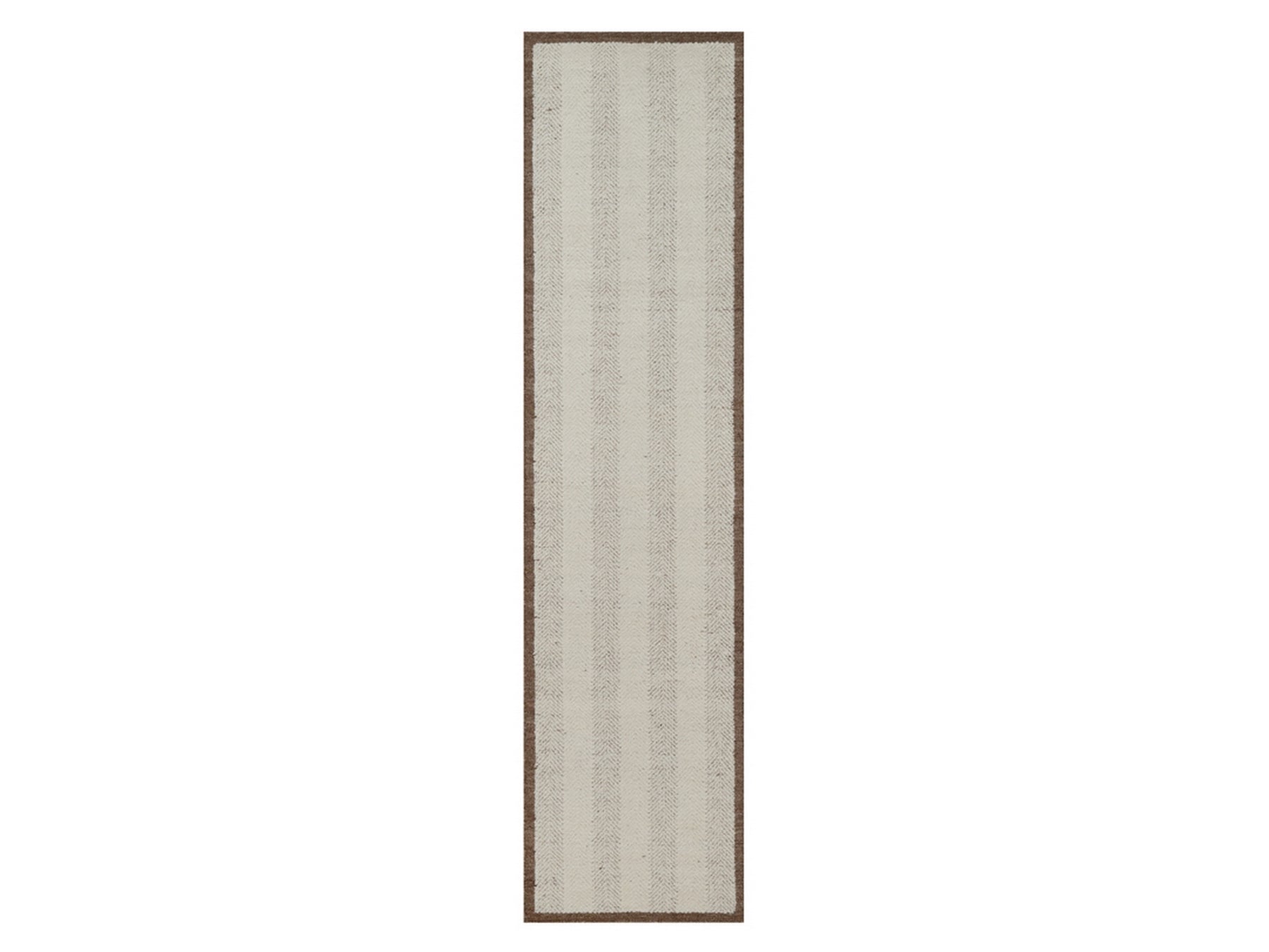 Modern / Contemporary hand-knotted wool runner in Ivory & Chocolate Brown, 2'5" x 10' — SKU O092262