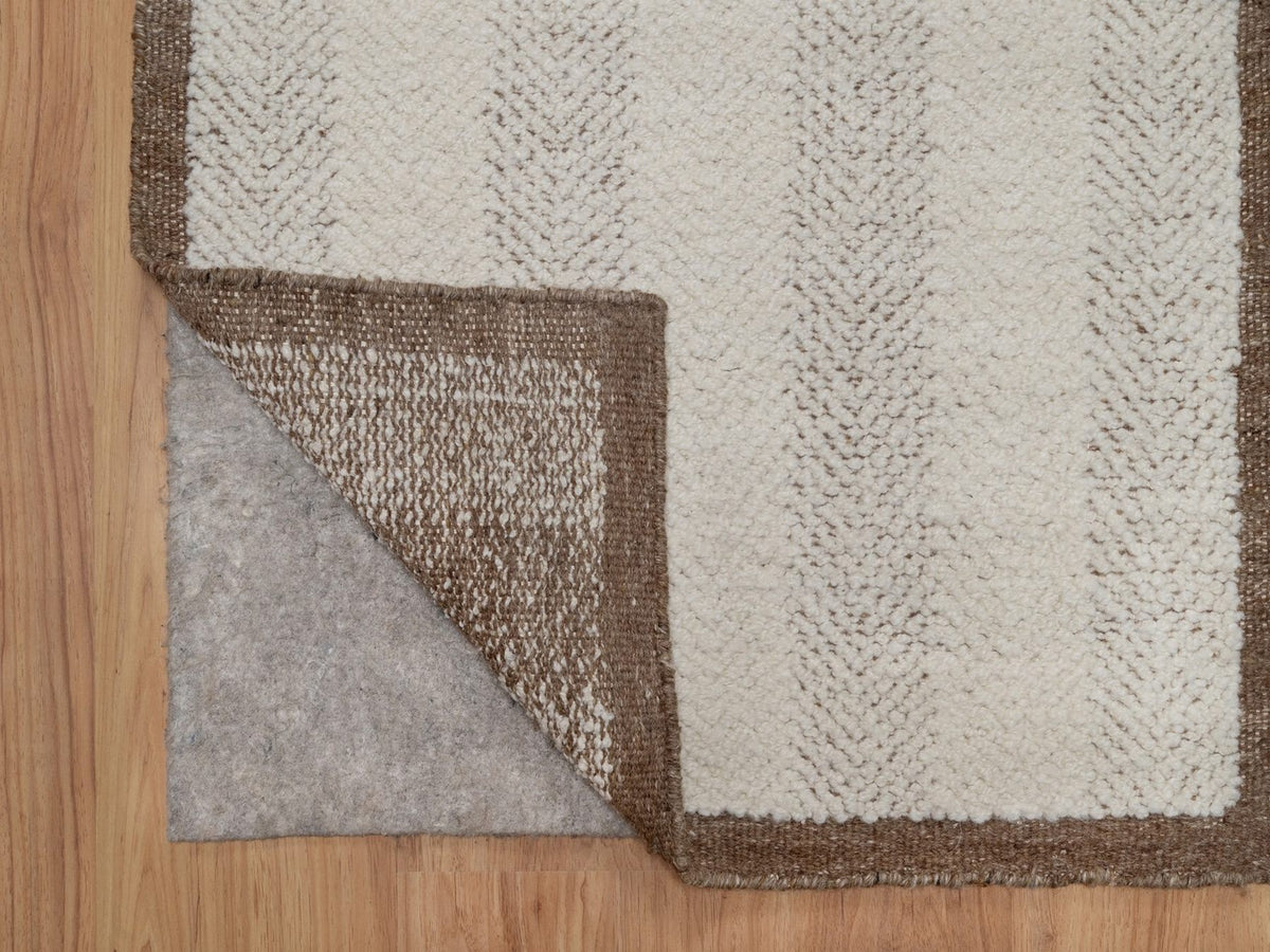 Modern / Contemporary hand-knotted wool runner in Ivory & Chocolate Brown, 2'5" x 10' — SKU O092262 (view 3)