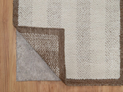 Modern / Contemporary hand-knotted wool runner in Ivory & Chocolate Brown, 2'5" x 10' — SKU O092262 (view 3)