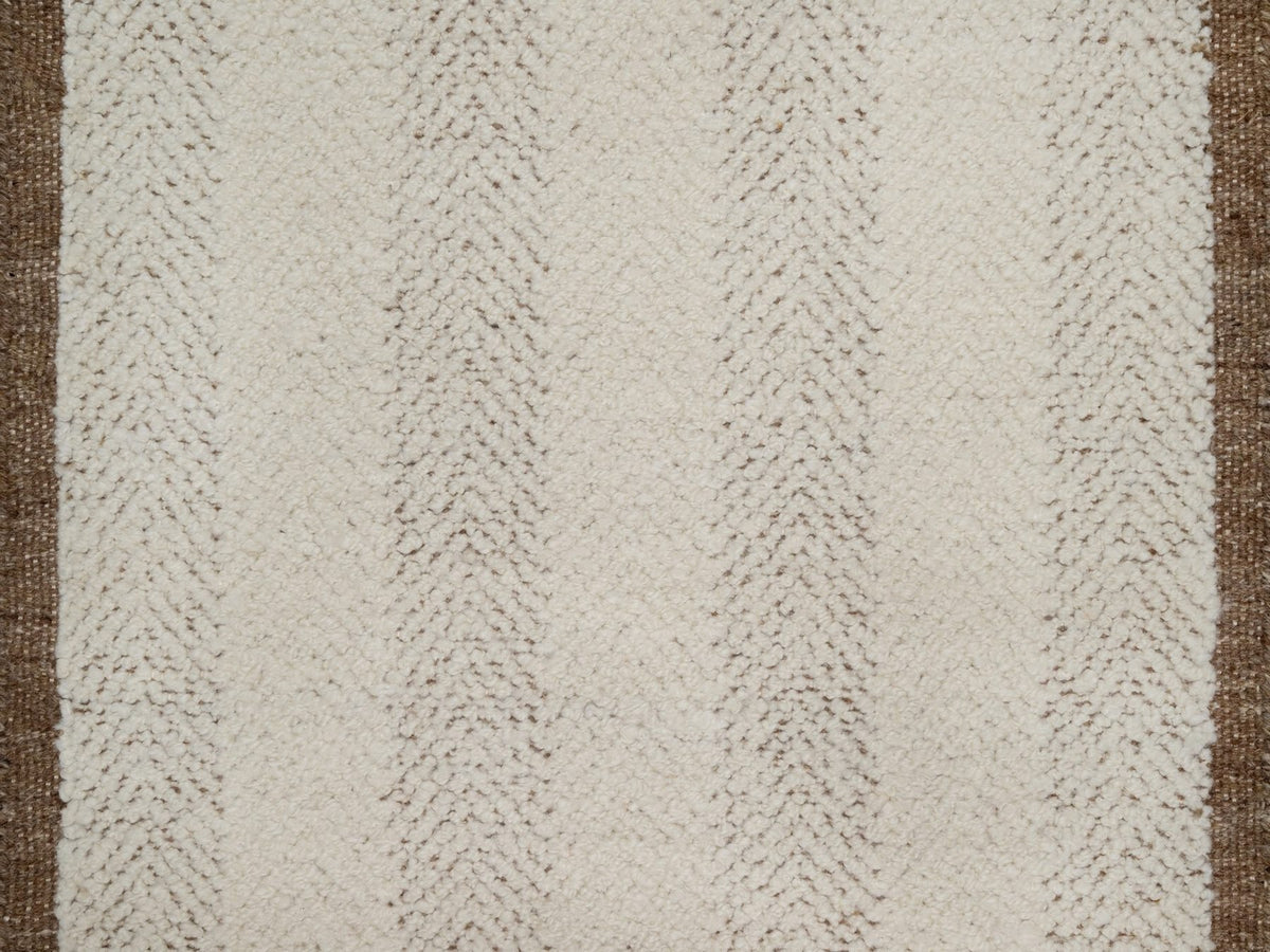 Modern / Contemporary hand-knotted wool runner in Ivory & Chocolate Brown, 2'5" x 10' — SKU O092262 (view 5)