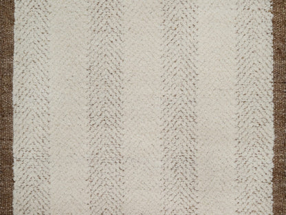 Modern / Contemporary hand-knotted wool runner in Ivory & Chocolate Brown, 2'5" x 10' — SKU O092262 (view 5)