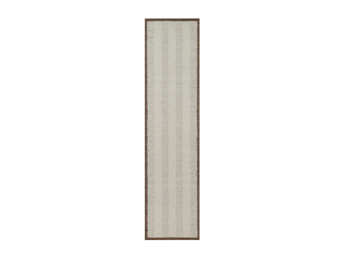 Modern / Contemporary hand-knotted wool runner in Ivory & Chocolate Brown, 2'5" x 10'1" — SKU O092263