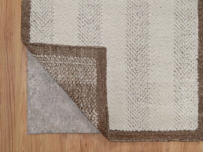 Modern / Contemporary hand-knotted wool runner in Ivory & Chocolate Brown, 2'5" x 10'1" — SKU O092263 (view 3)