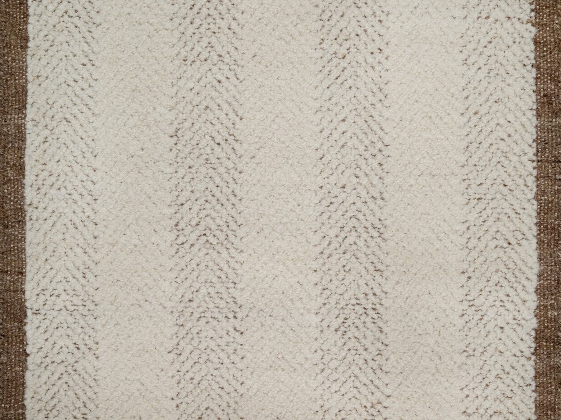 Modern / Contemporary hand-knotted wool runner in Ivory & Chocolate Brown, 2'5" x 10'1" — SKU O092263 (view 5)
