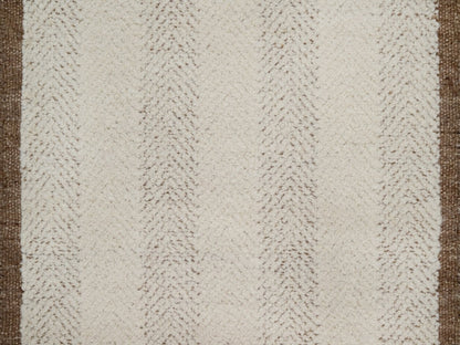 Modern / Contemporary hand-knotted wool runner in Ivory & Chocolate Brown, 2'5" x 10'1" — SKU O092263 (view 5)