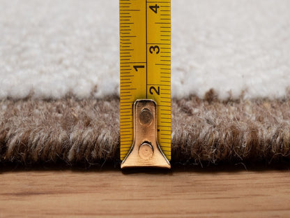 Modern / Contemporary hand-knotted wool runner in Ivory & Chocolate Brown, 2'5" x 10'1" — SKU O092263 (view 7)