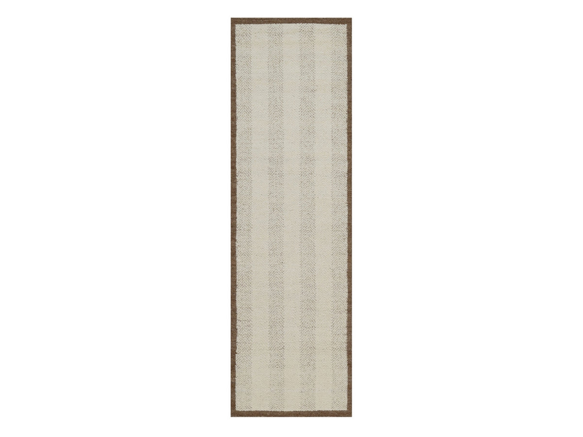 Modern / Contemporary hand-knotted wool runner in Ivory & Chocolate Brown, 2'5" x 8'3" — SKU O092265