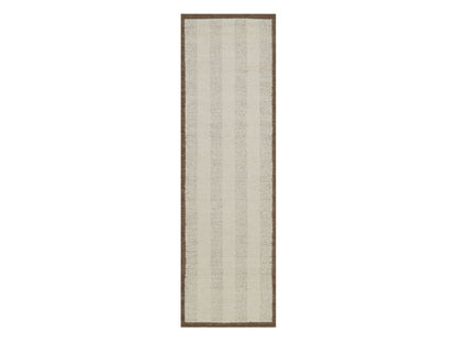 Modern / Contemporary hand-knotted wool runner in Ivory & Chocolate Brown, 2'5" x 8'3" — SKU O092265