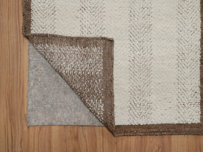 Modern / Contemporary hand-knotted wool runner in Ivory & Chocolate Brown, 2'5" x 8'3" — SKU O092265 (view 3)