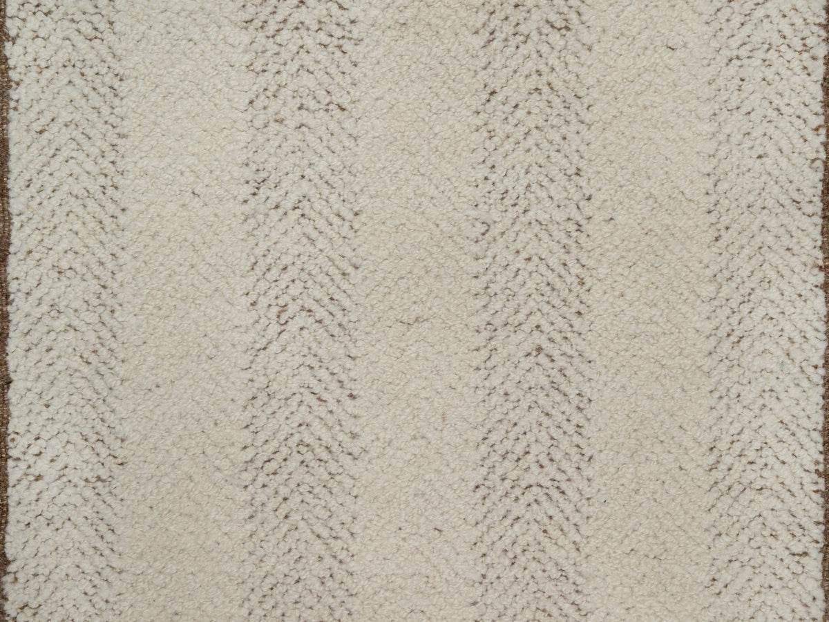 Modern / Contemporary hand-knotted wool runner in Ivory & Chocolate Brown, 2'5" x 8'3" — SKU O092265 (view 5)